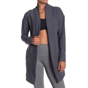 Zella Love Open Front Mid Length Cardigan in Dark Gray Loungewear Casual Size XS